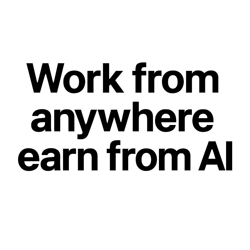 Work from anywhere earn from AI quote, motivational poster about remote work 2025