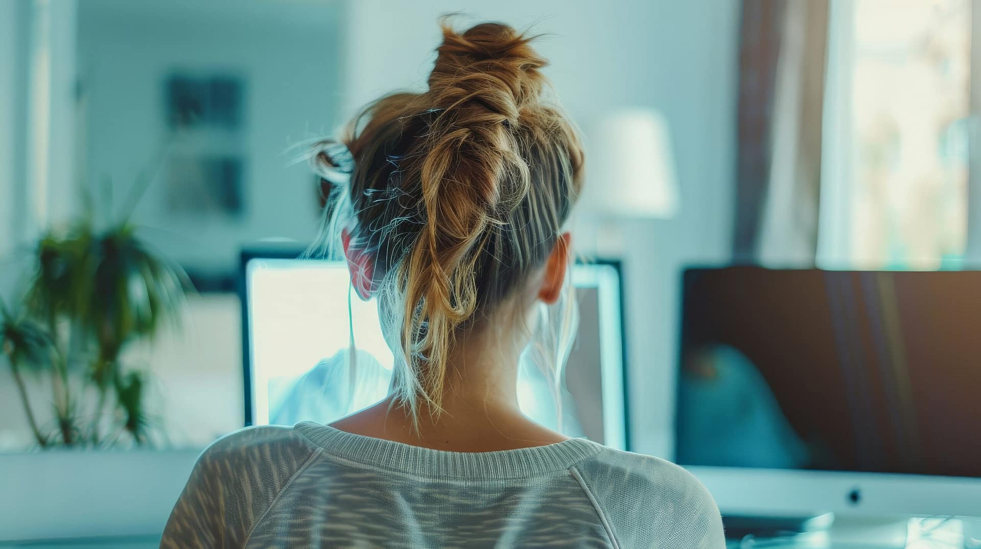 Making money online with AI – woman preparing a presentation using AI tools