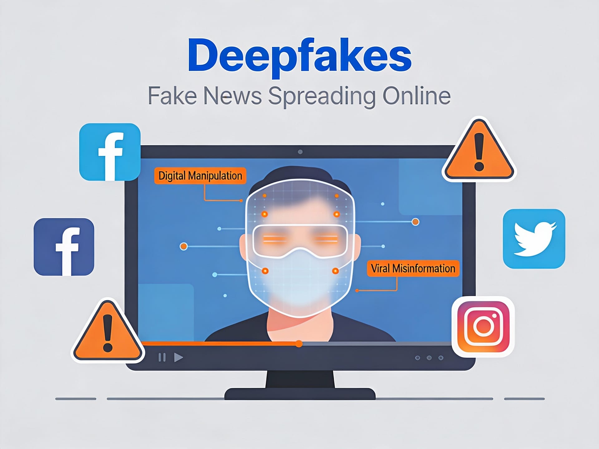 Deepfakes and Fake News Online Illustration showing deepfakes and fake news online