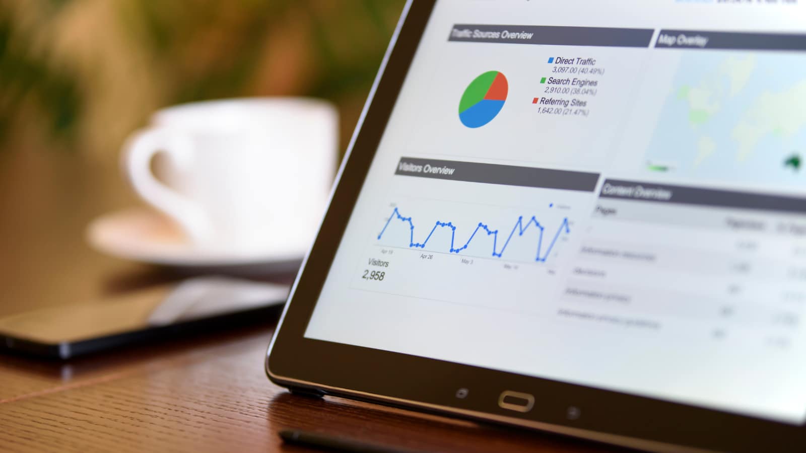 Ahrefs i AI – zautomatyzowany raport SEO wyświetlany na ekranie tabletu